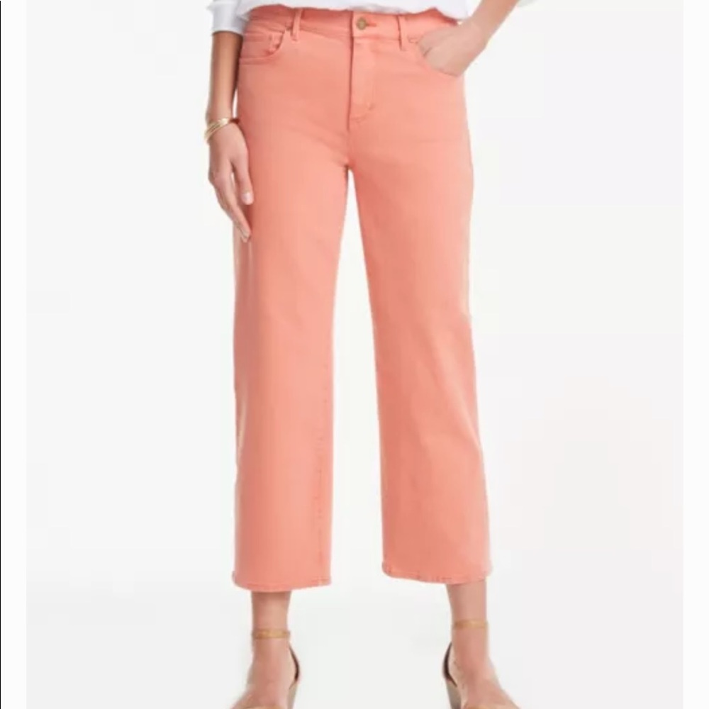 Ann Taylor Slim Wide Leg Crop Jeans Coral 18